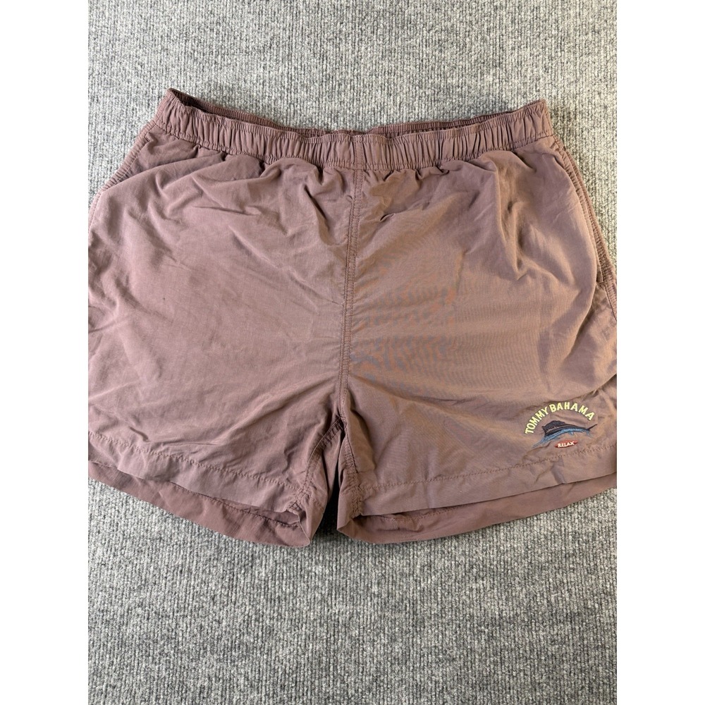 Tommy Bahama Relax Swim Trunks Men's Medium Brown Mesh Lined Drawstring Fish
